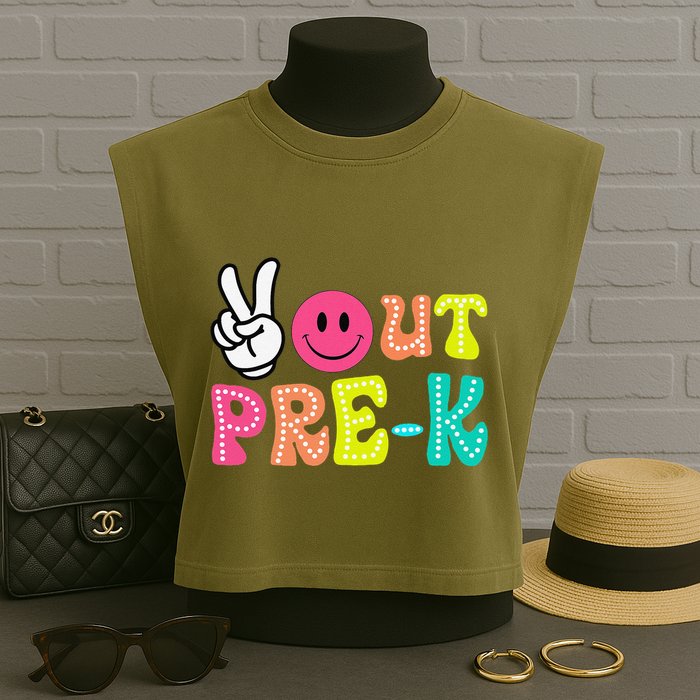 Peace Out Prek Graduation Class Of 2024 Last Day Of School Garment-Dyed Women's Muscle Tee