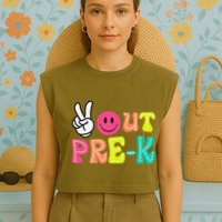 Peace Out Prek Graduation Class Of 2024 Last Day Of School Garment-Dyed Women's Muscle Tee