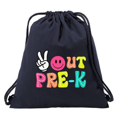 Peace Out Prek Graduation Class Of 2024 Last Day Of School Drawstring Bag