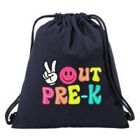 Peace Out Prek Graduation Class Of 2024 Last Day Of School Drawstring Bag