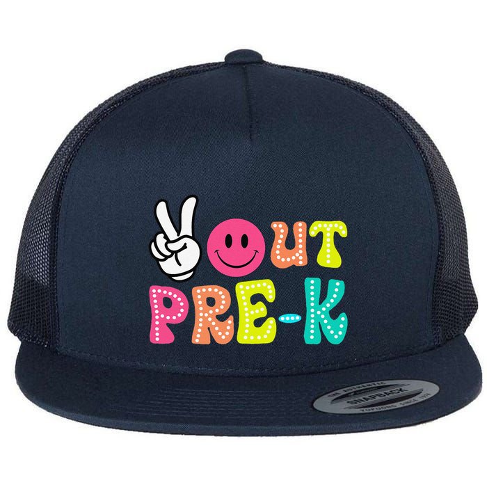 Peace Out Prek Graduation Class Of 2024 Last Day Of School Flat Bill Trucker Hat