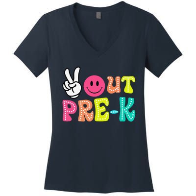 Peace Out Prek Graduation Class Of 2024 Last Day Of School Women's V-Neck T-Shirt