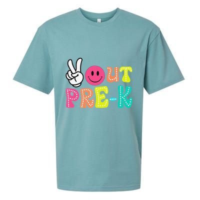 Peace Out Prek Graduation Class Of 2024 Last Day Of School Sueded Cloud Jersey T-Shirt