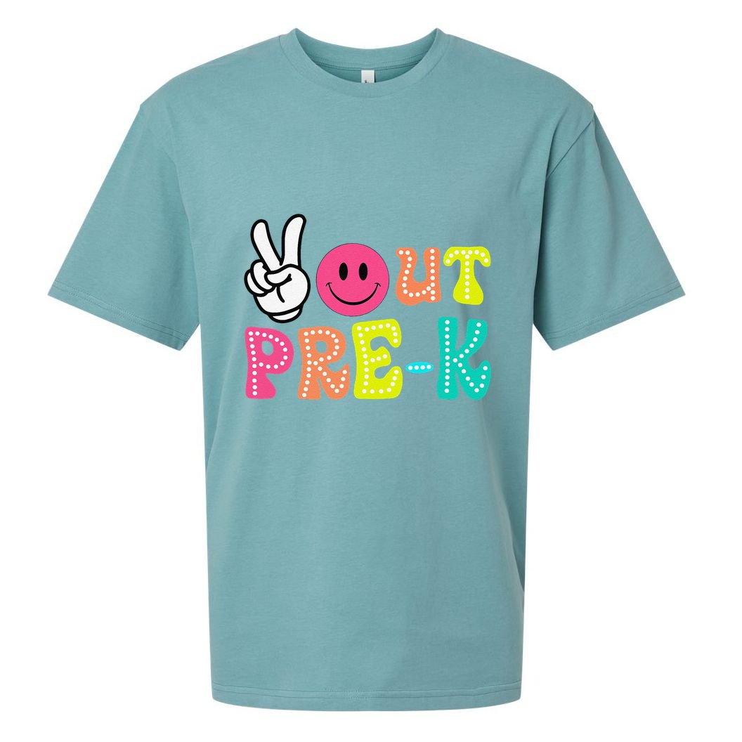 Peace Out Prek Graduation Class Of 2024 Last Day Of School Sueded Cloud Jersey T-Shirt