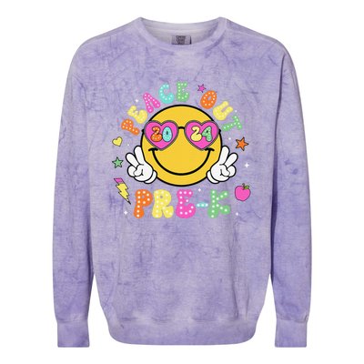 Peace Out Prek Cute Groovy Last Day Of Prek Colorblast Crewneck Sweatshirt