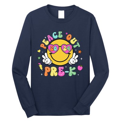 Peace Out Prek Cute Groovy Last Day Of Prek Long Sleeve Shirt