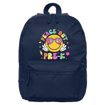 Peace Out Prek Cute Groovy Last Day Of Prek 16 in Basic Backpack