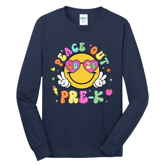 Peace Out Prek Cute Groovy Last Day Of Prek Tall Long Sleeve T-Shirt