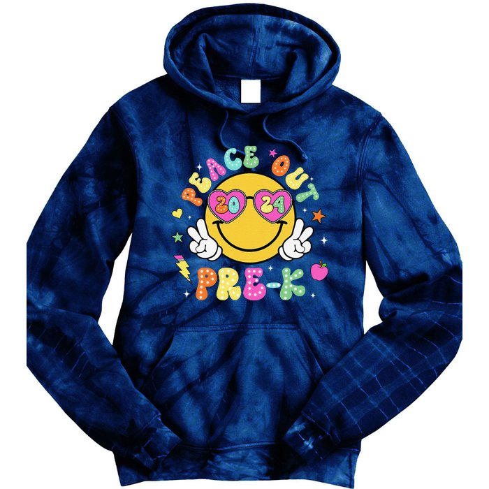 Peace Out Prek Cute Groovy Last Day Of Prek Tie Dye Hoodie