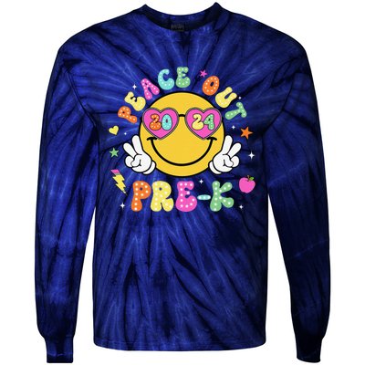 Peace Out Prek Cute Groovy Last Day Of Prek Tie-Dye Long Sleeve Shirt