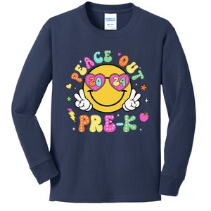 Peace Out Prek Cute Groovy Last Day Of Prek Kids Long Sleeve Shirt