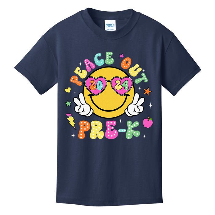 Peace Out Prek Cute Groovy Last Day Of Prek Kids T-Shirt