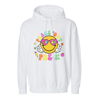 Peace Out Prek Cute Groovy Last Day Of Prek Garment-Dyed Fleece Hoodie