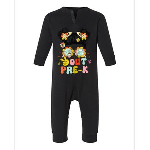 Peace Out Prek Graduation Messy Bun Infant Fleece One Piece