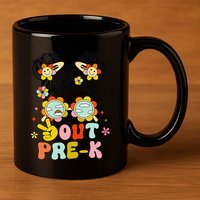 Peace Out Prek Graduation Messy Bun 11oz C Handle Ceramic Mug