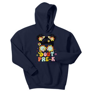 Peace Out Prek Graduation Messy Bun Kids Hoodie