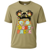 Peace Out Prek Graduation Messy Bun Cooling Performance Crew T-Shirt
