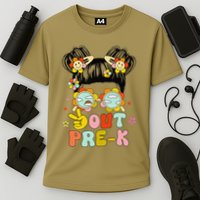 Peace Out Prek Graduation Messy Bun Cooling Performance Crew T-Shirt