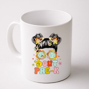 Peace Out Prek Graduation Messy Bun Coffee Mug