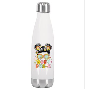 Peace Out Prek Graduation Messy Bun Stainless Steel Insulated Water Bottle