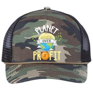 Planet Over Profit Stop Factories Polluting Our Home Earth Gift Retro Rope Trucker Hat Cap