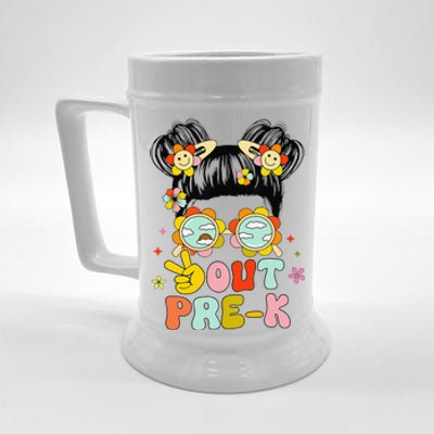 Peace Out Prek Graduation Messy Bun Beer Stein