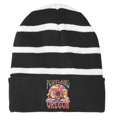 Portland Oregon Striped Beanie with Solid Band