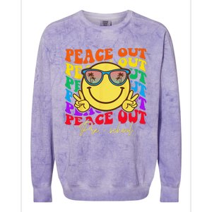 Peace Out Preschool Graduation Smile Retro Face Colorblast Crewneck Sweatshirt