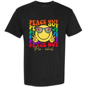 Peace Out Preschool Graduation Smile Retro Face Garment-Dyed Heavyweight T-Shirt