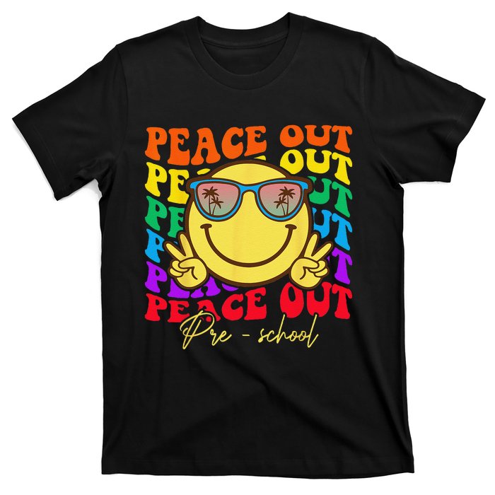 Peace Out Preschool Graduation Smile Retro Face T-Shirt