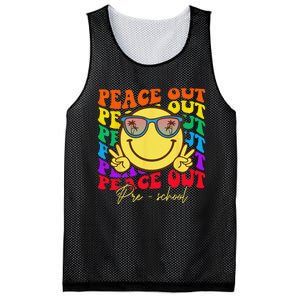 Peace Out Preschool Graduation Smile Retro Face Mesh Reversible Basketball Jersey Tank