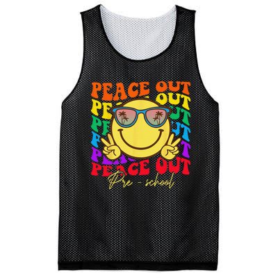 Peace Out Preschool Graduation Smile Retro Face Mesh Reversible Basketball Jersey Tank