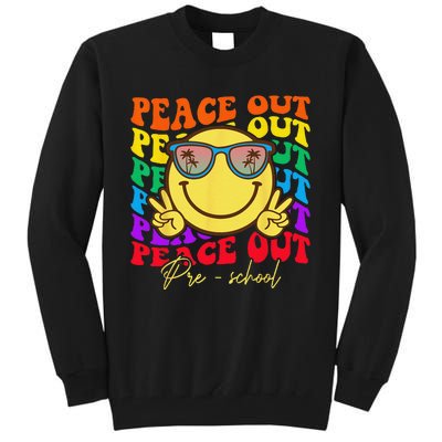 Peace Out Preschool Graduation Smile Retro Face Tall Sweatshirt