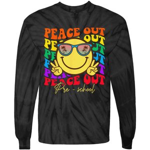 Peace Out Preschool Graduation Smile Retro Face Tie-Dye Long Sleeve Shirt