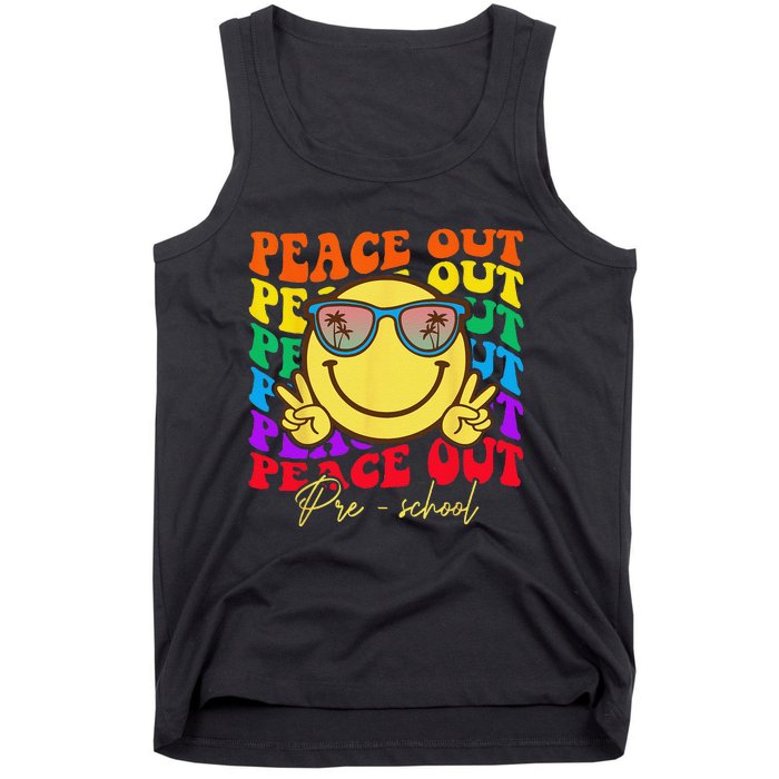 Peace Out Preschool Graduation Smile Retro Face Tank Top