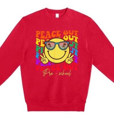 Peace Out Preschool Graduation Smile Retro Face Premium Crewneck Sweatshirt