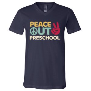 Peace Out Preschool Pre K Graduation Last Day Of School V-Neck T-Shirt