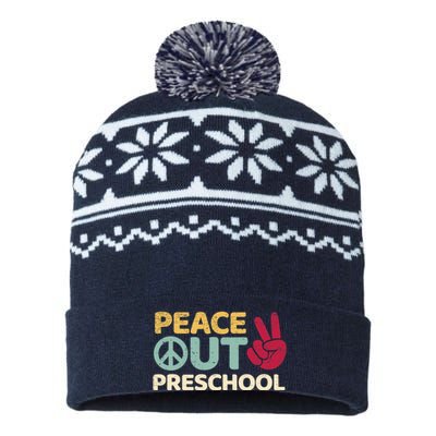 Peace Out Preschool Pre K Graduation Last Day Of School USA-Made Snowflake Beanie