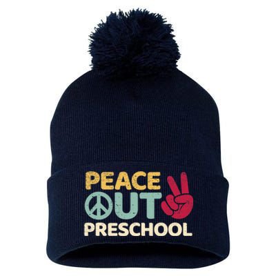 Peace Out Preschool Pre K Graduation Last Day Of School Pom Pom 12in Knit Beanie