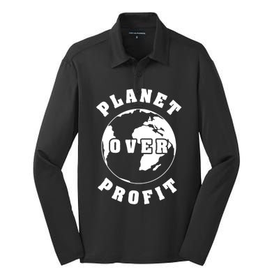 Planet Over Profit Gift Silk Touch Performance Long Sleeve Polo