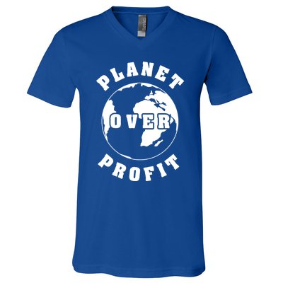 Planet Over Profit Gift V-Neck T-Shirt