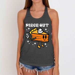 Piece Out Pumpkin Pie Funny Retro Thanksgiving Women's Knotted Racerback Tank