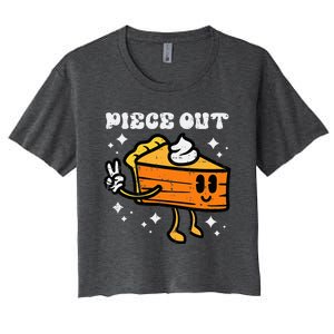 Piece Out Pumpkin Pie Funny Retro Thanksgiving Women's Crop Top Tee