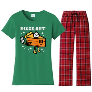 Piece Out Pumpkin Pie Funny Retro Thanksgiving Women's Flannel Pajama Set