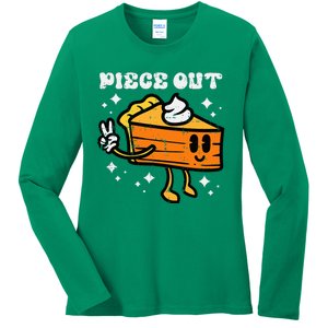 Piece Out Pumpkin Pie Funny Retro Thanksgiving Ladies Long Sleeve Shirt