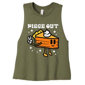 Piece Out Pumpkin Pie Funny Retro Thanksgiving Women's Racerback Cropped Tank