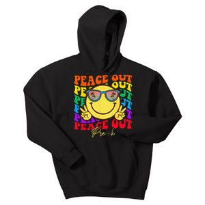 Peace Out PreK PreK Graduation Smile Retro Face Kids Hoodie