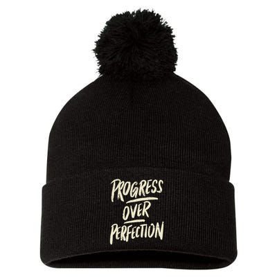 Progress Over Perfection Pom Pom 12in Knit Beanie