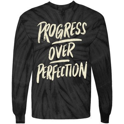 Progress Over Perfection Tie-Dye Long Sleeve Shirt