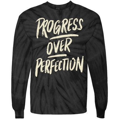 Progress Over Perfection Tie-Dye Long Sleeve Shirt